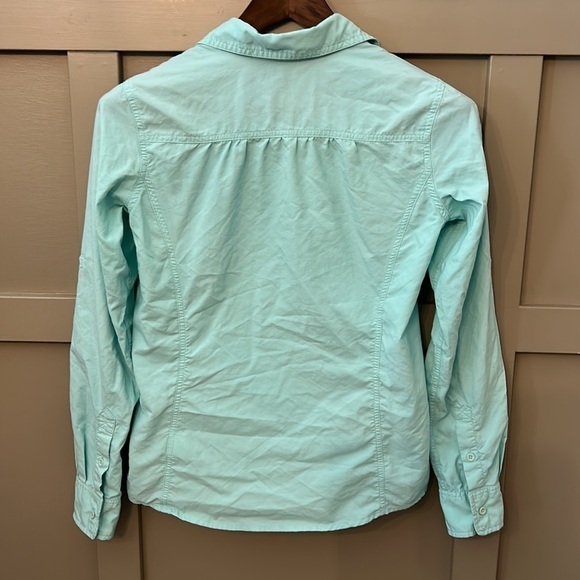 The North Face Nylon Long Sleeve Button Down Sun Shirt Aqua Blue Size Small - Picture 5 of 7